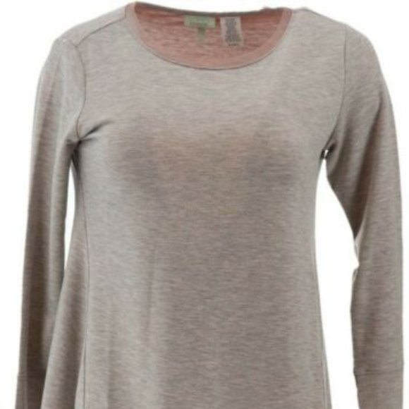 NWT LORI GOLDSTEIN LOUNGE FRENCH TERRY GREY TOP XS - Picture 1 of 11